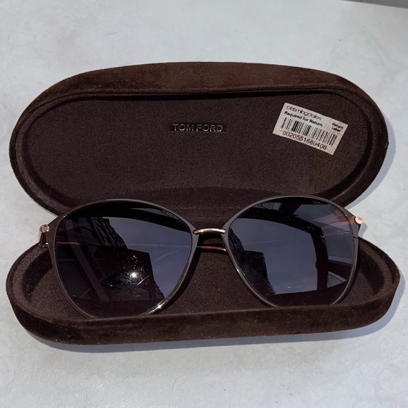 Lunettes De Soleil Tom Ford Penelope TF 320 – Métal Noir/bleu – Neuves Avec Défaut